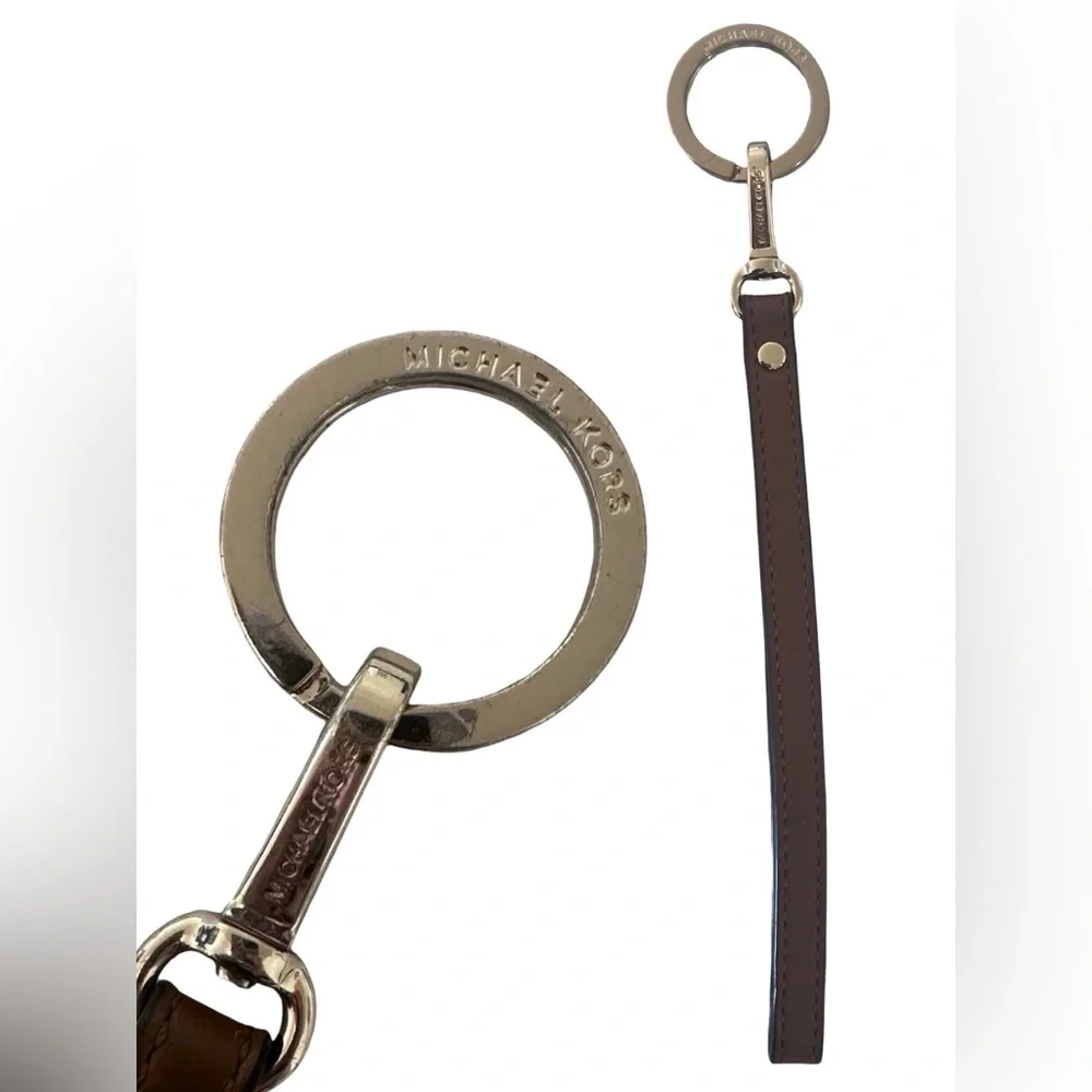 Michael kors keychain brown leather strap